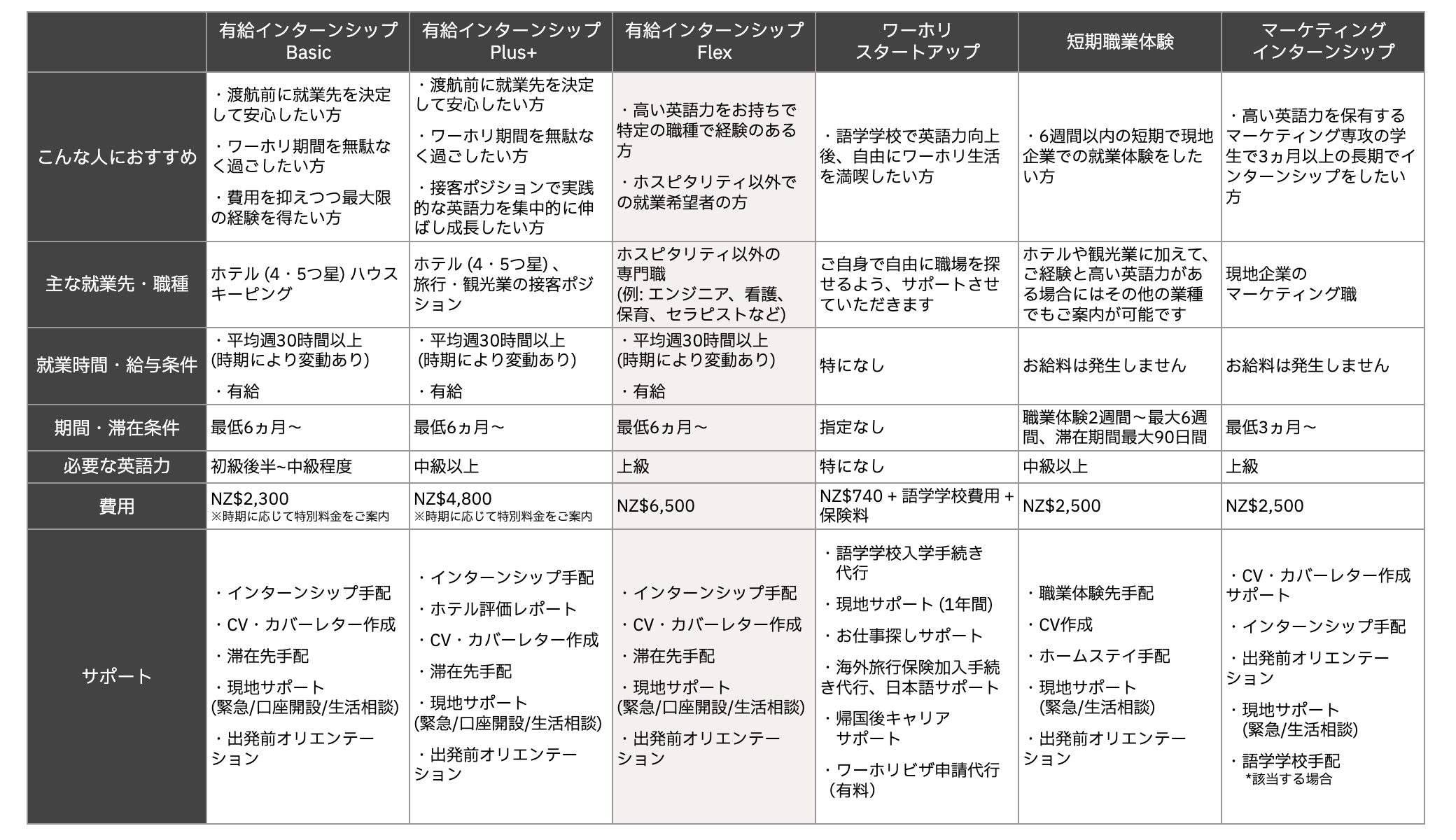 有給インターンシップ  Flexの表