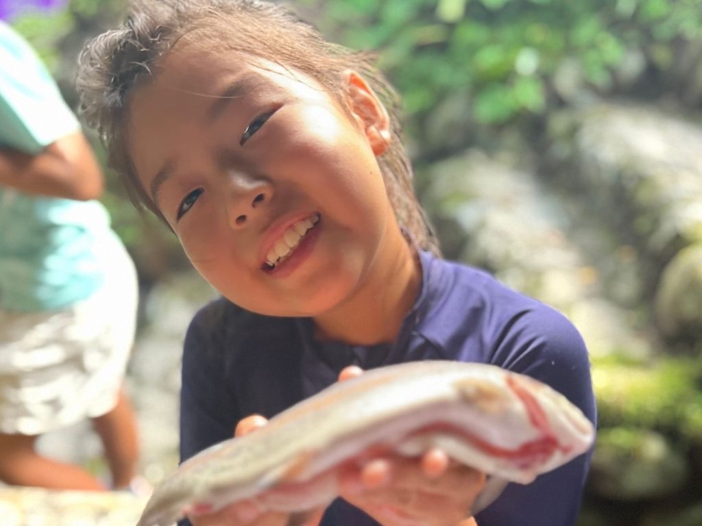 サバイバル体験 魚調理の様子